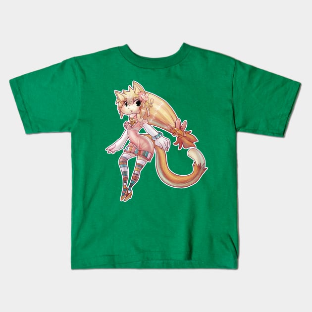 Pretty Blond Cat Girl Kids T-Shirt by saradaboru